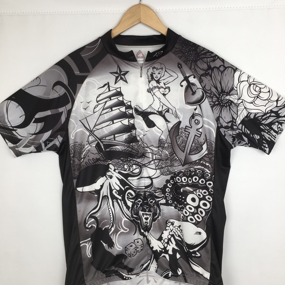 Primal Men’s 3/4 Zip Cycling Jersey Athletic Shirt Sz XL Tattoo Style Graphics - Picture 2 of 16